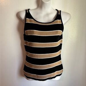 Soft tan, black & white stripped tank